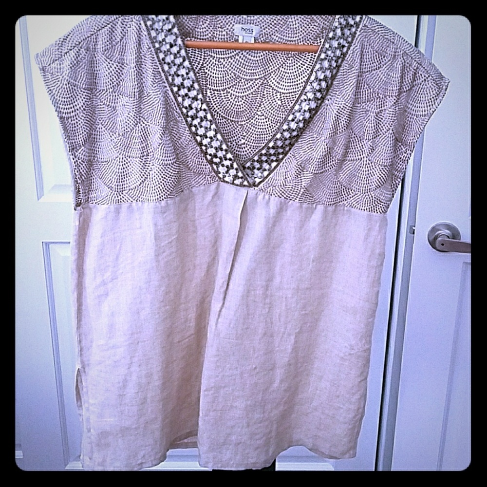 Hoss linen embroidered blouse size 46